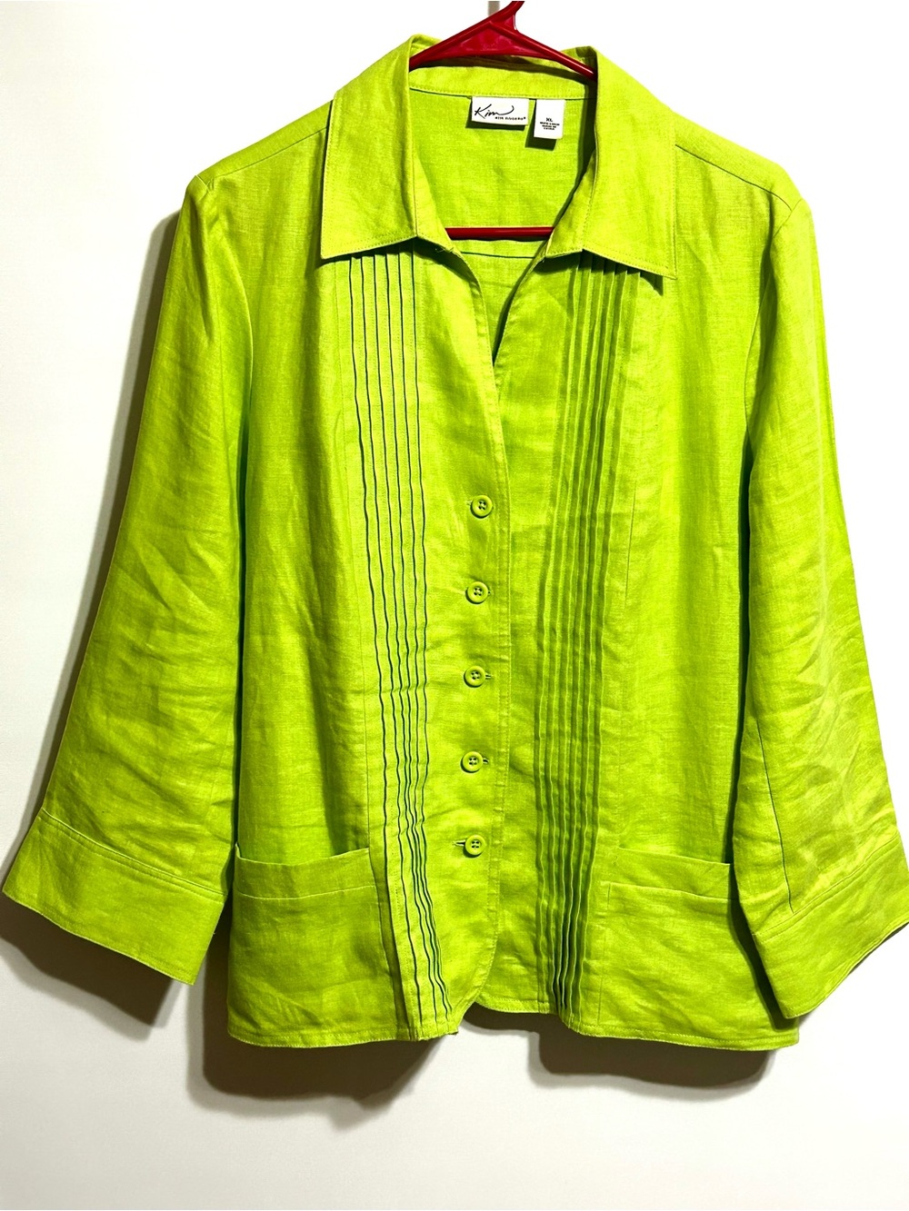 Kim Rogers Lime Green Linen Button Front Jacket